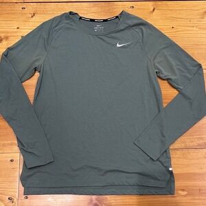 Nike Men's Dri-FIT UV Miler Long Sleeve Running Top Shirt Sage Green Medium A12